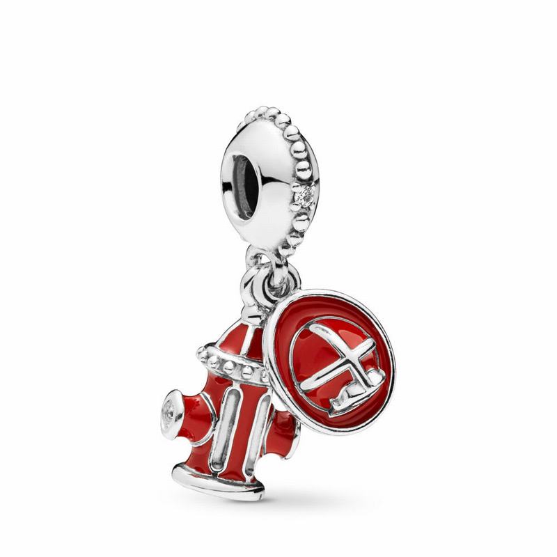 Pandora Firefighter Essentials Dangle Charm Ireland - Sterling Silver/Enamel/Black/Cubic Zirconia -